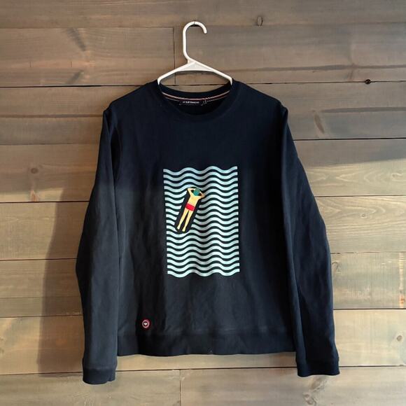LE SLIP FRANCAIS | Mens Navy Blue Graphic Pullover Sweatshirt Size Medium - Picture 1 of 4